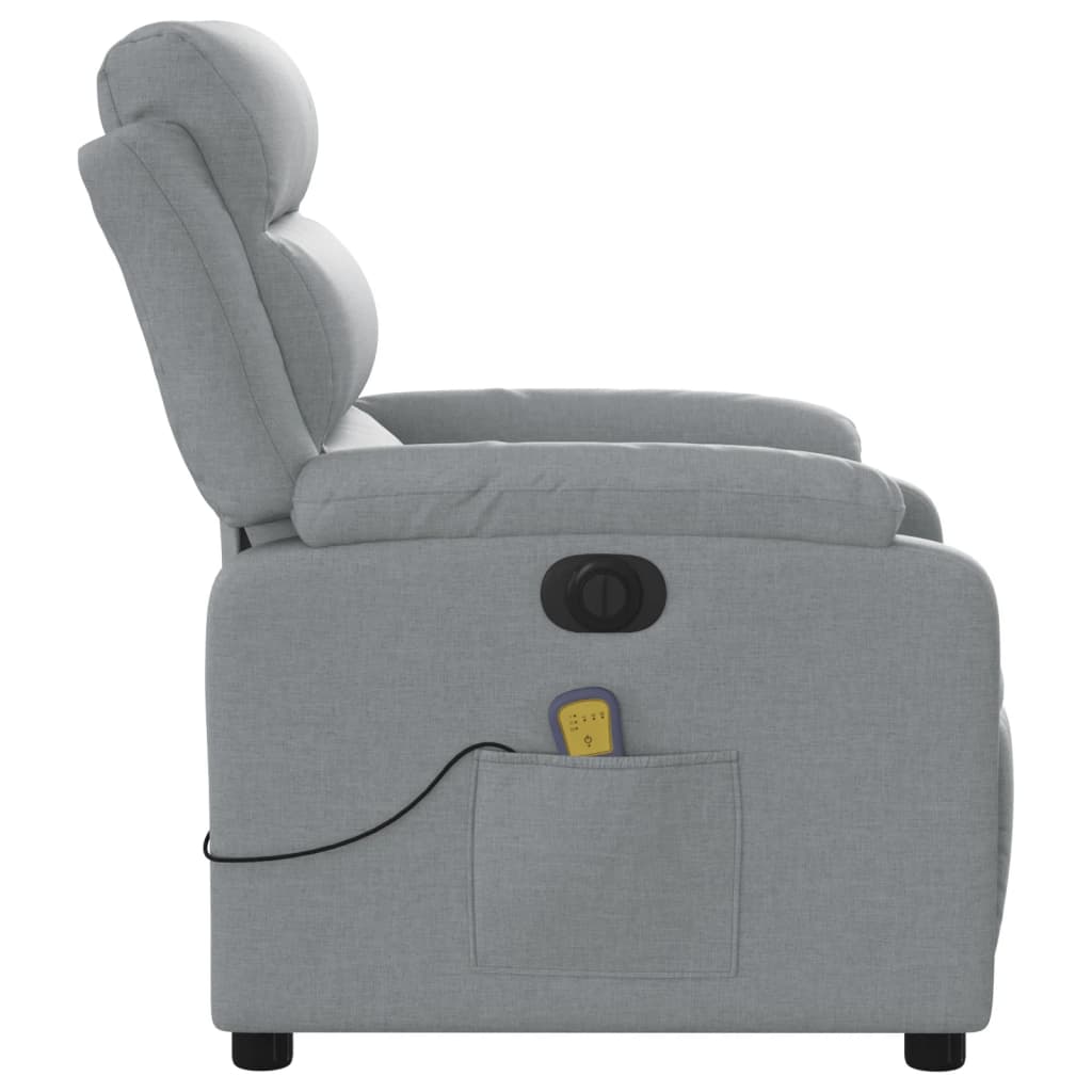 Electric Massage Recliner Chair Light Gray Fabric