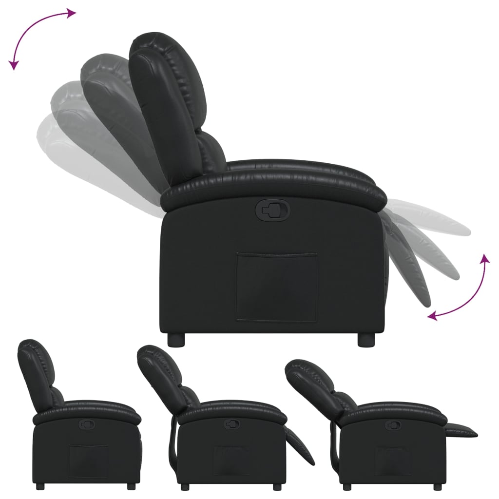 Recliner Chair Black Faux Leather