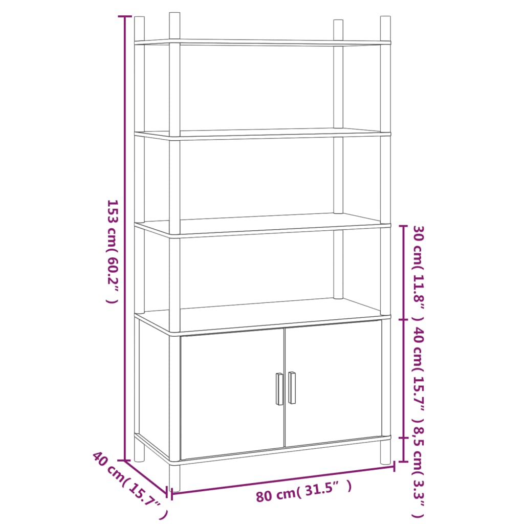 Highboard 31.5"x15.7"x60.2" Engineered Wood