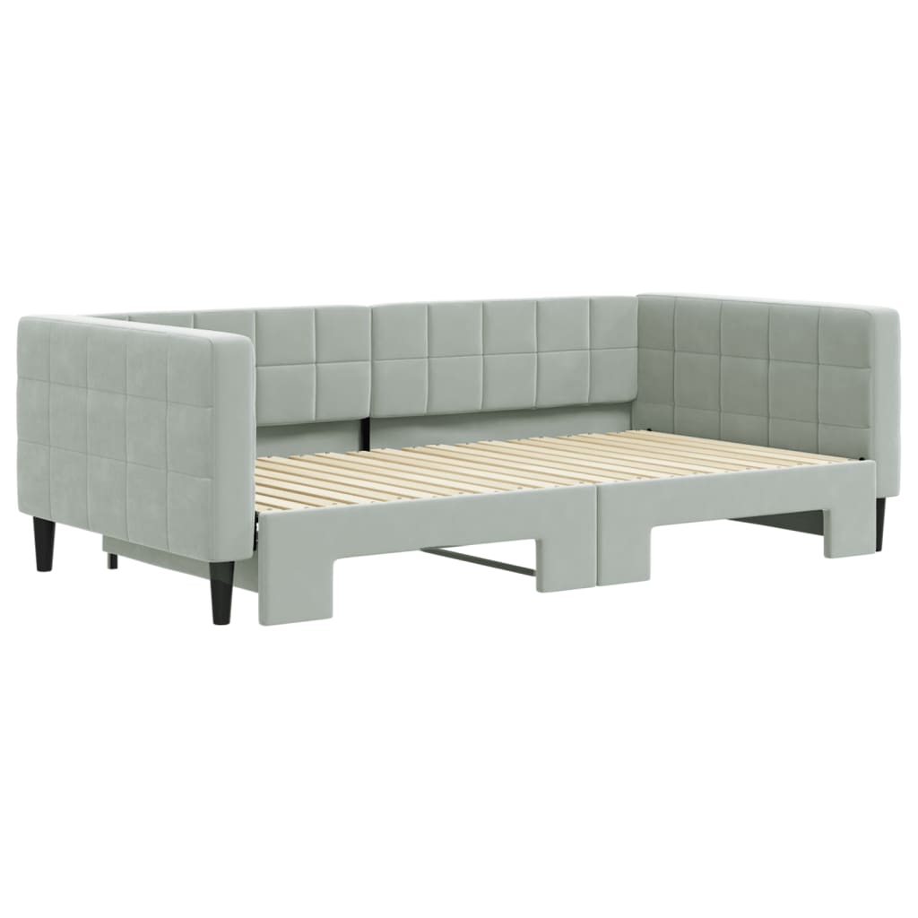 Daybed with Trundle without Mattress Light Gray 39.4"x74.8"