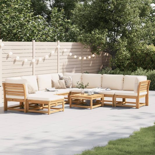 9 Piece Patio Lounge Set with Cushions Solid Wood Acacia