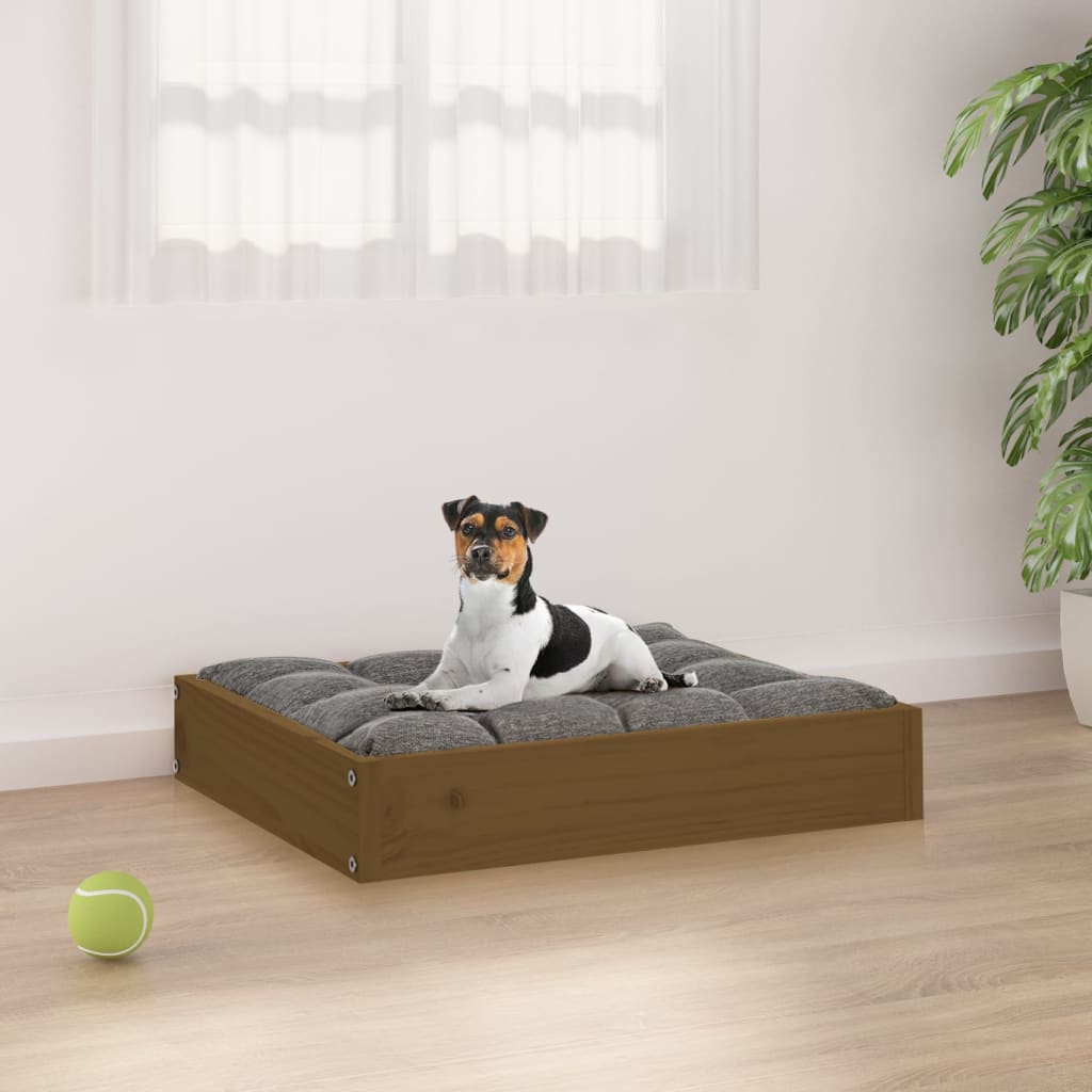 Dog Bed White 20.3"x17.3"x3.5" Solid Wood Pine