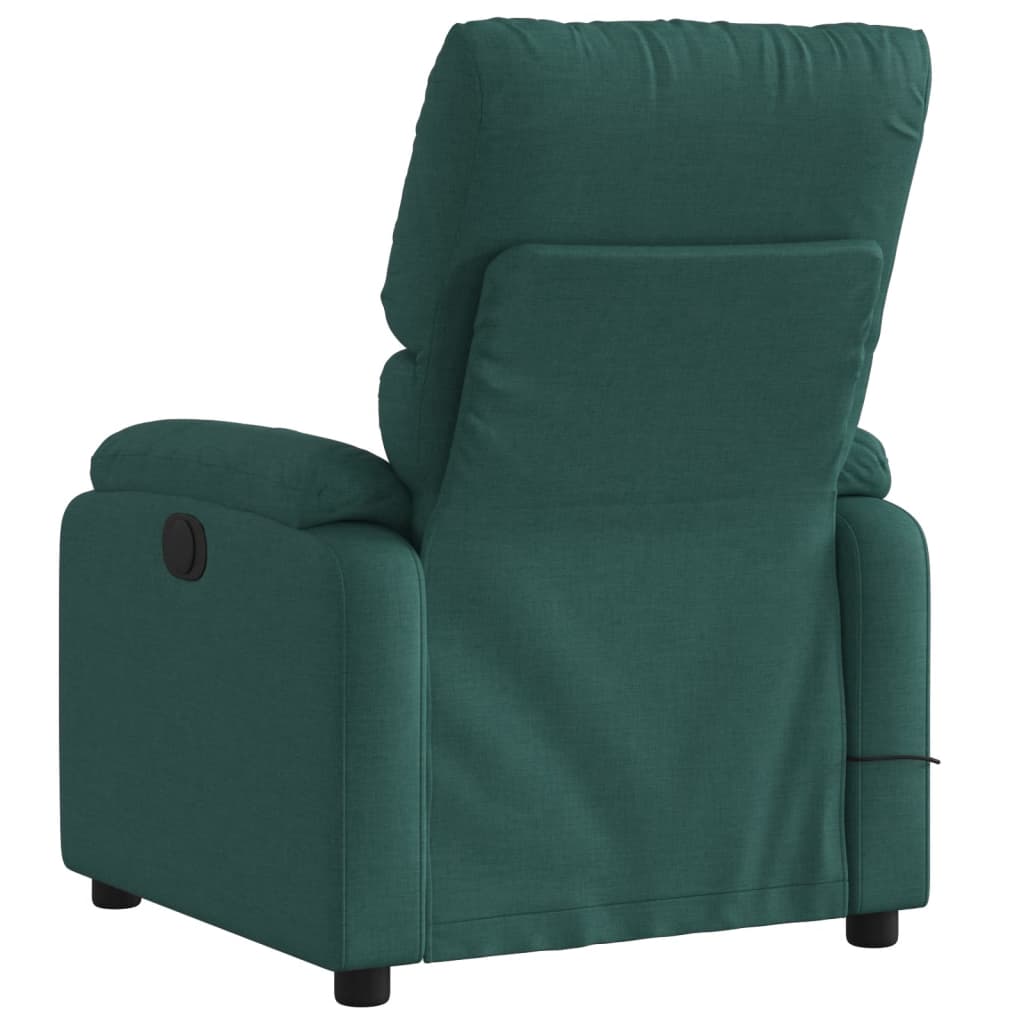 Massage Recliner Chair Dark Green Fabric