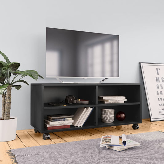 TV Stand with Castors Black 35.4"x13.8"x13.8" Engineered Wood