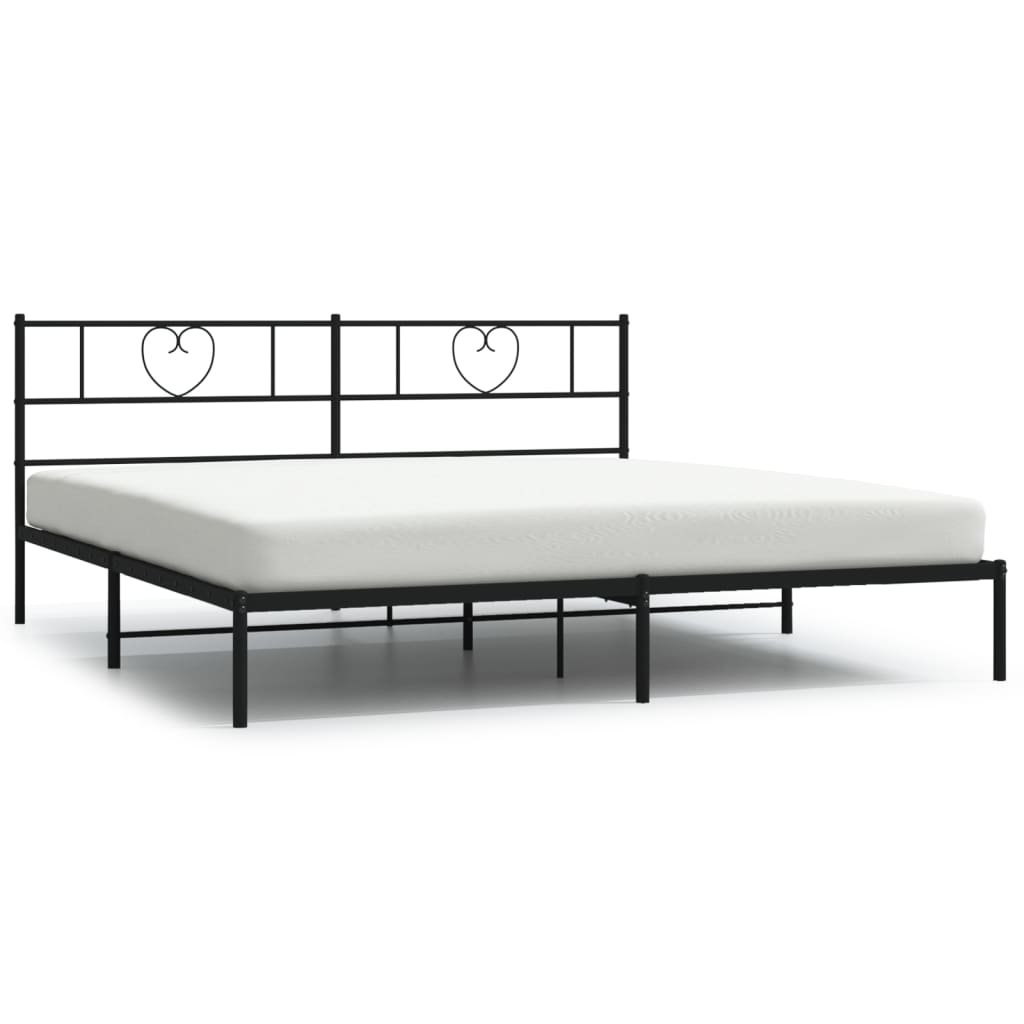 Metal Bed Frame without Mattress with Headboard Black 76"x79.9"