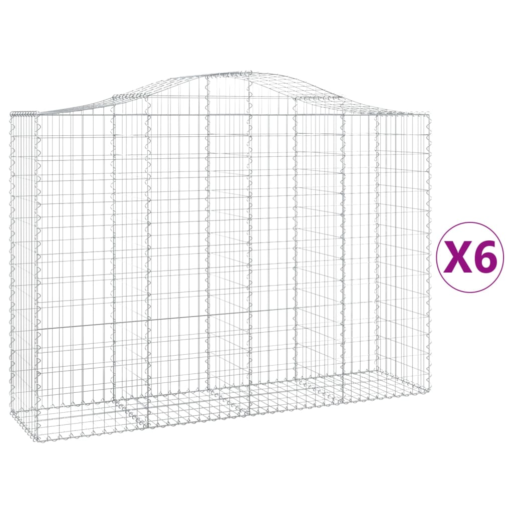 Arched Gabion Baskets 6 pcs 78.7"x19.7"x55.1"/63" Galvanized Iron