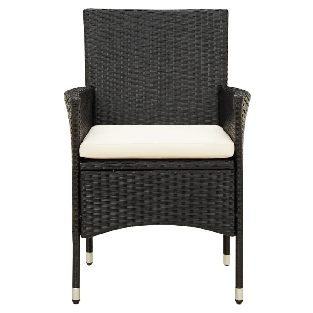 Patio Chairs with Cushions 2 pcs Poly Rattan Black