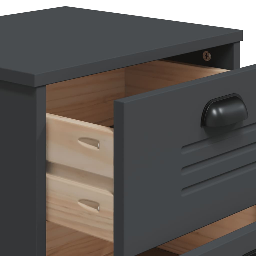 Bedside Cabinet VIKEN Anthracite Gray Engineered Wood