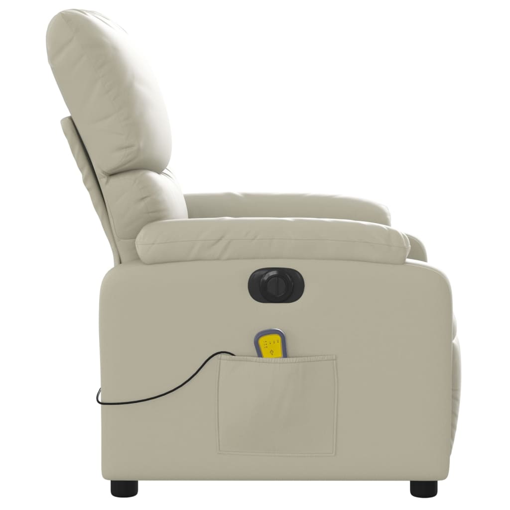 Electric Massage Recliner Chair Cream Faux Leather