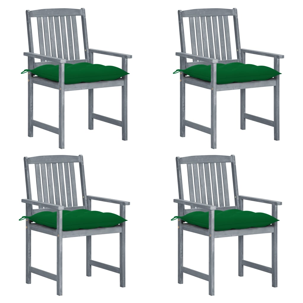 Patio Chairs with Cushions 2 pcs Gray Solid Acacia Wood