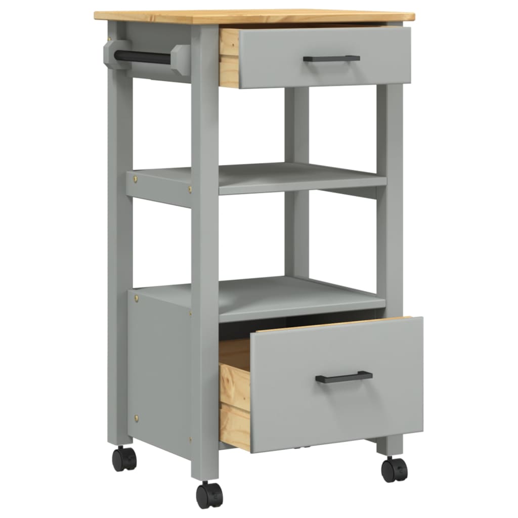 Kitchen Trolley MONZA 18.9"x15.7"x35.4" Solid Wood Pine