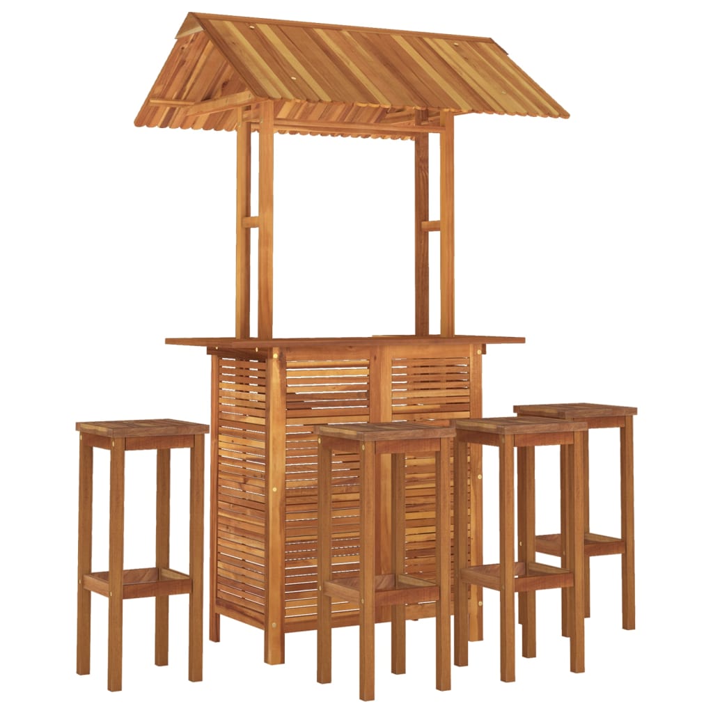 5 Piece Patio Bar Set Solid Wood Acacia