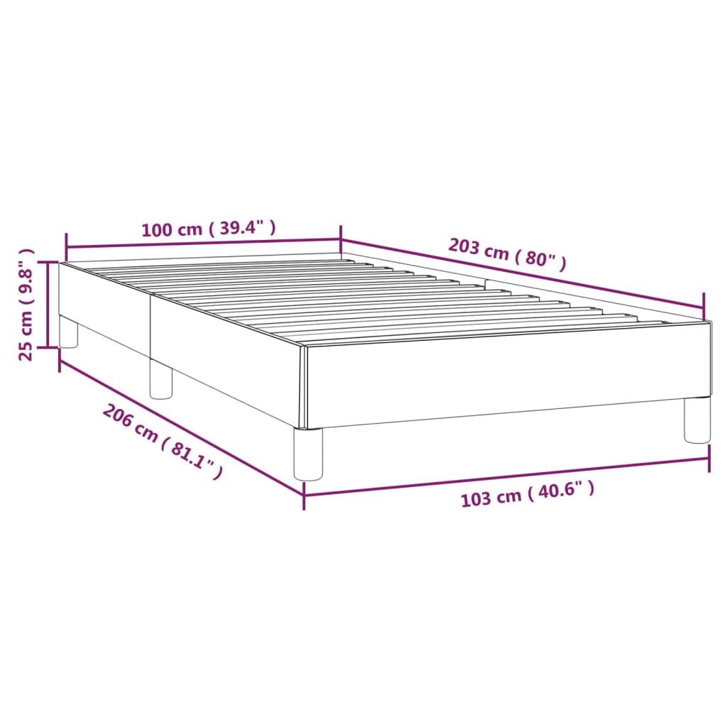 Bed Frame without Mattress Light Gray 39.4"x79.9" Twin XL Velvet