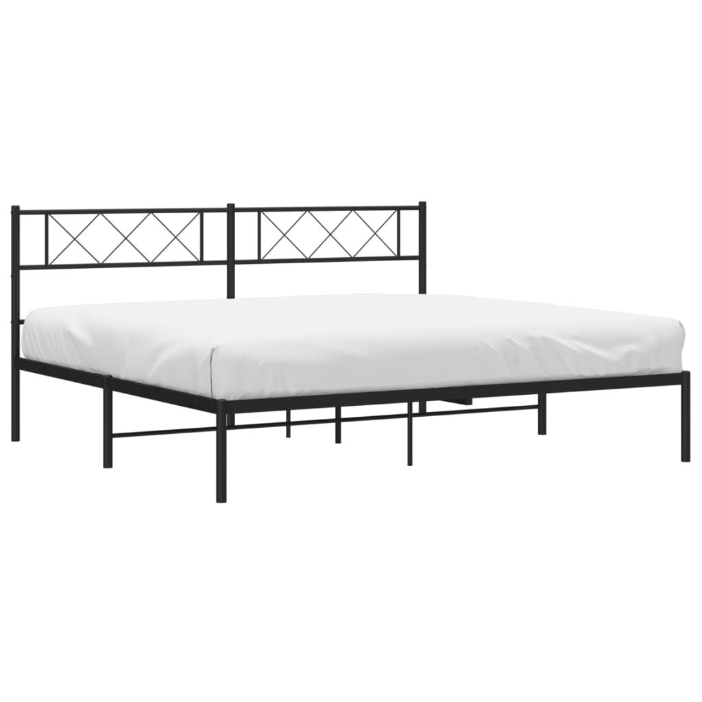 Metal Bed Frame without Mattress with Headboard Black 72"x83.9"