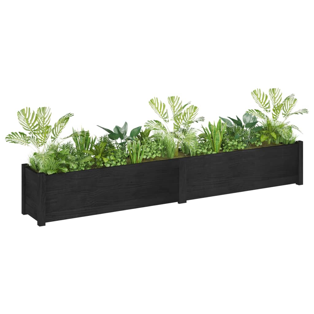 Garden Planter Black 78.7"x12.2"x12.2" Solid Wood Pine