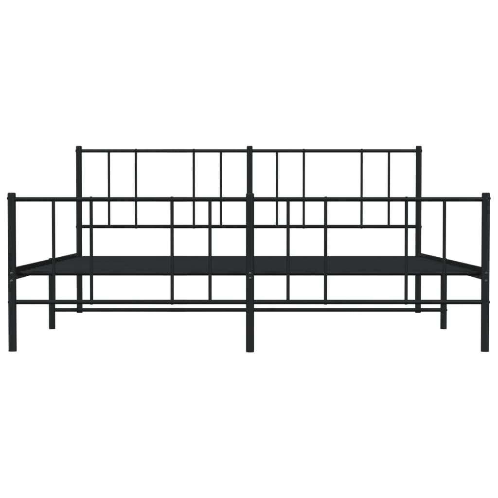 Metal Bed Frame without Mattress with Footboard Black 72"x83.9"