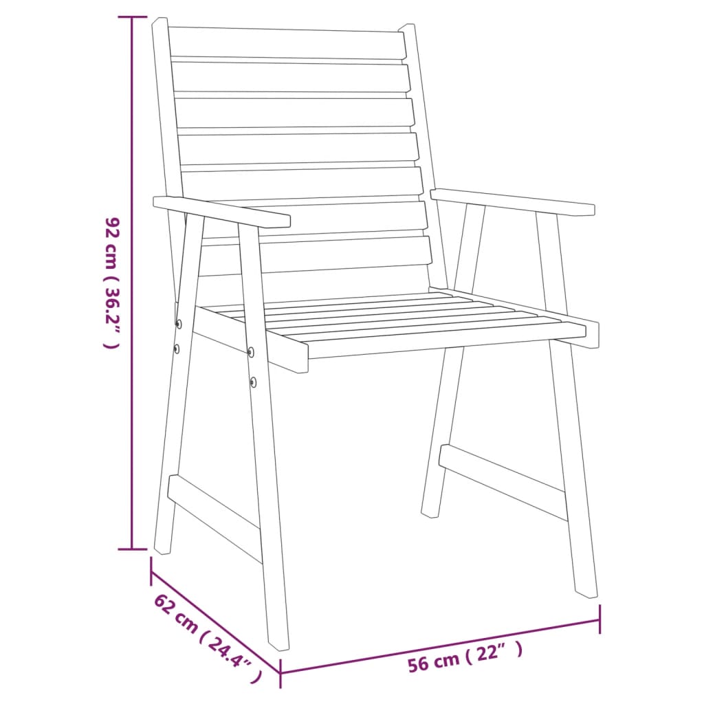 3 Piece Patio Dining Set Solid Wood Acacia