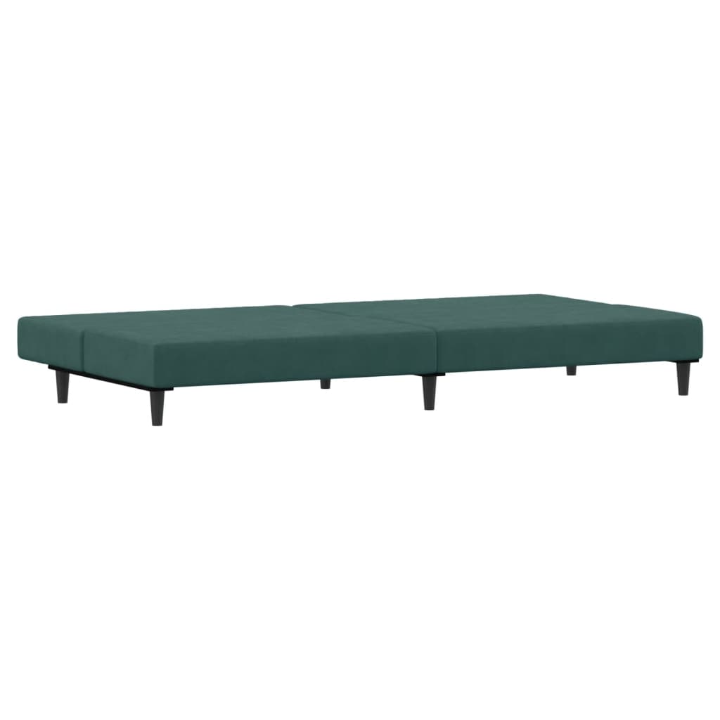 2-Seater Sofa Bed with Footstool Dark Green Velvet