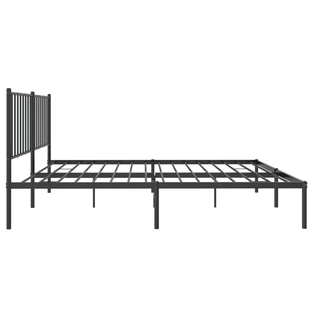 Metal Bed Frame without Mattress with Headboard Black 53.1"x74.8"