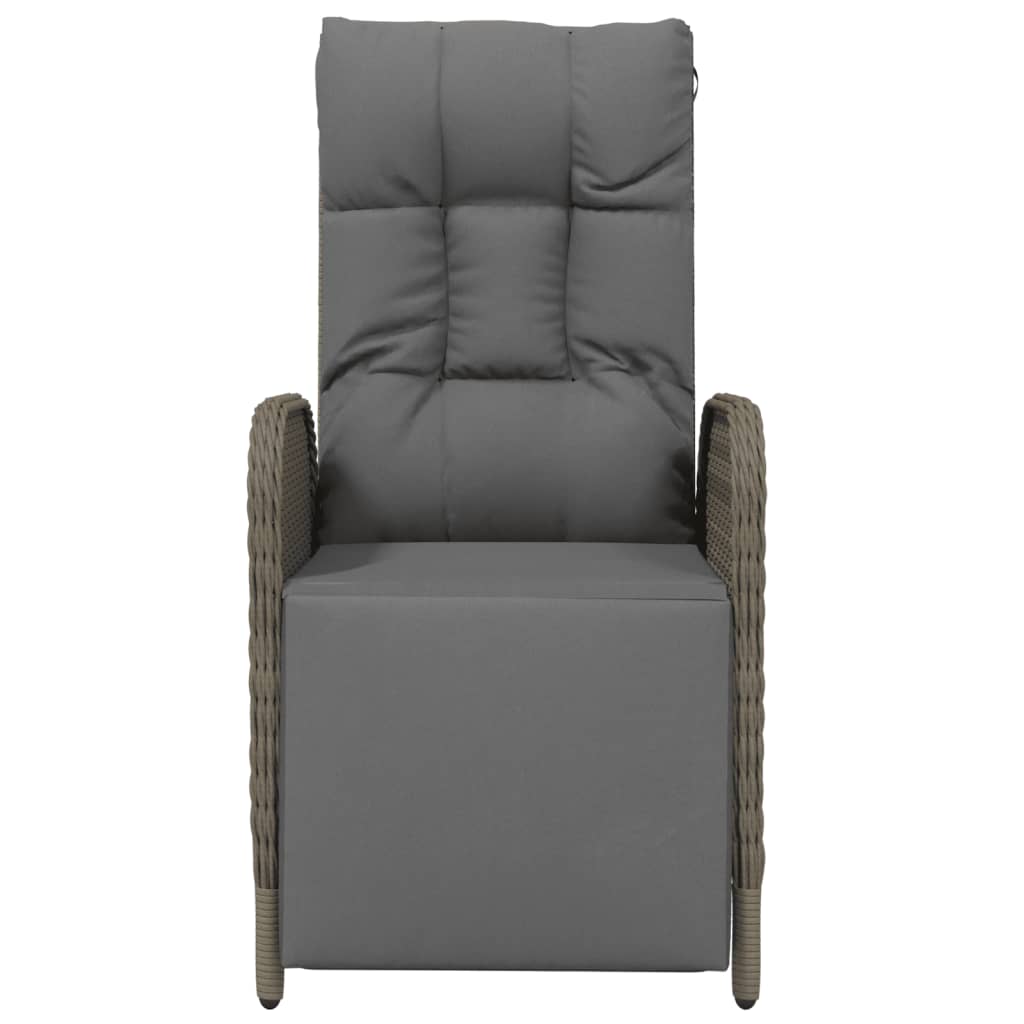 Patio Reclining Chairs with Cushions 2 pcs Poly Rattan Gray