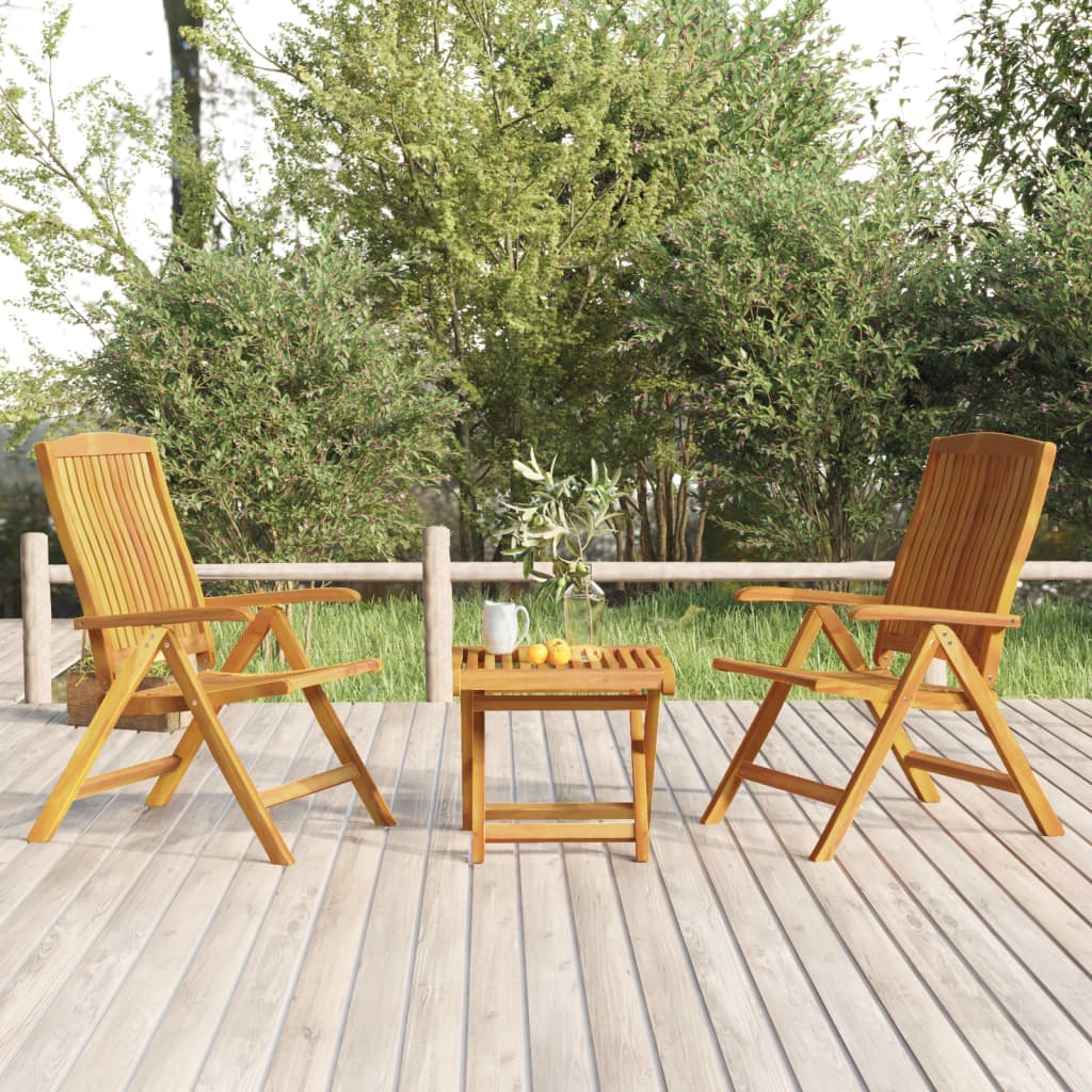 3 Piece Patio Lounge Set Solid Wood Teak