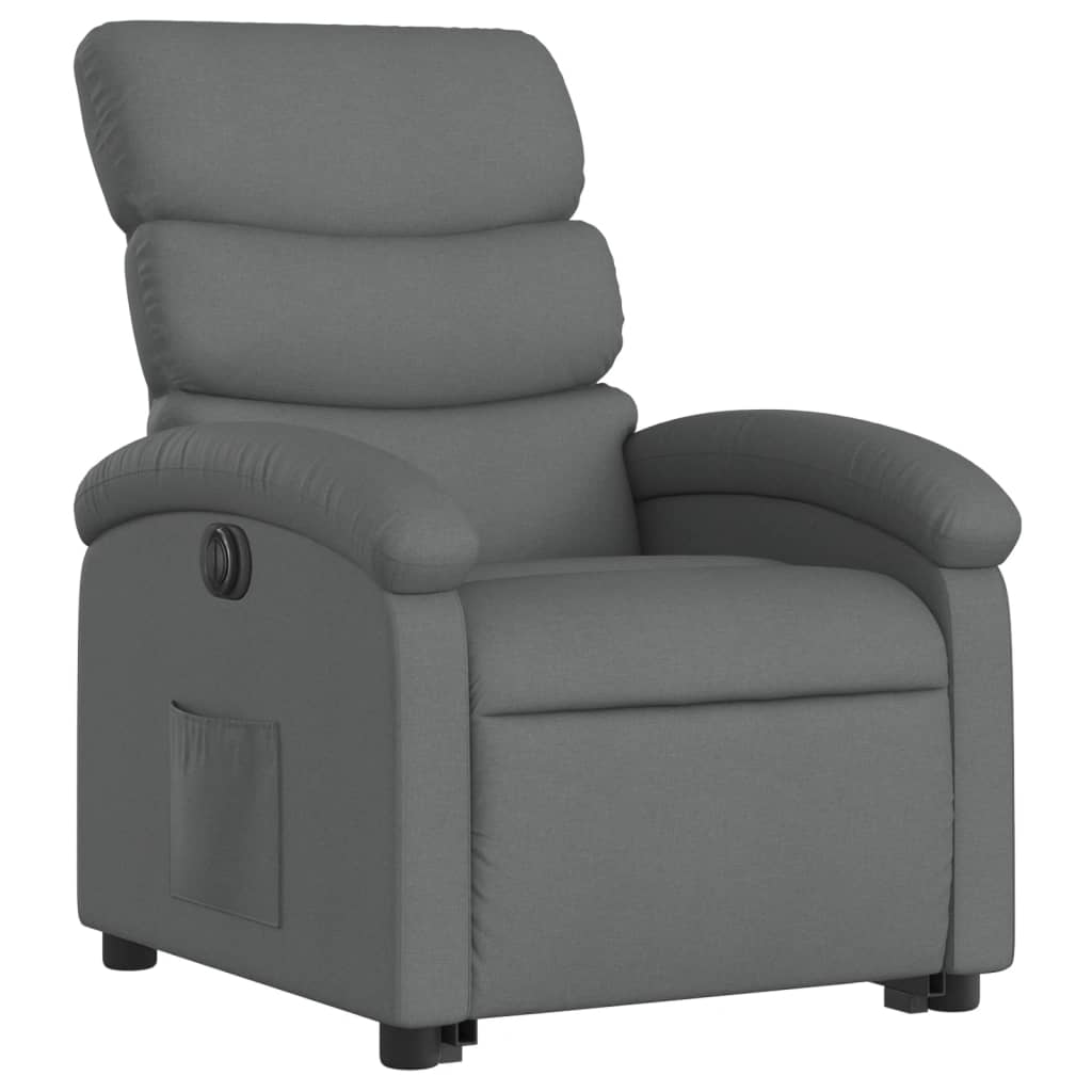 Electric Stand up Recliner Chair Dark Gray Fabric