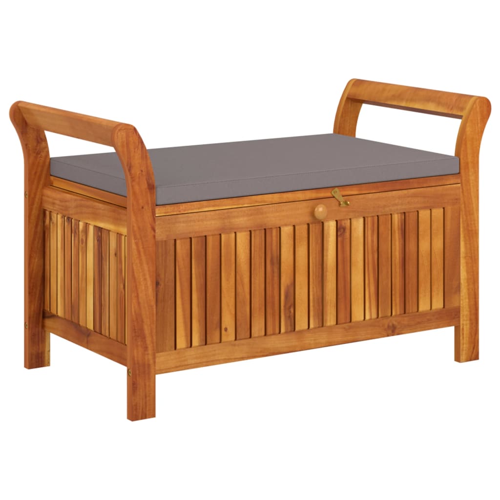 Patio Storage Bench with Cushion 35.8" Solid Wood Acacia