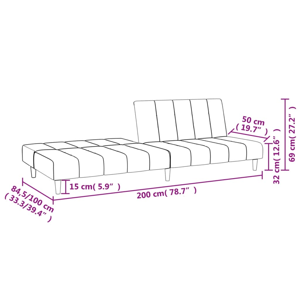 2-Seater Sofa Bed Dark Gray Fabric