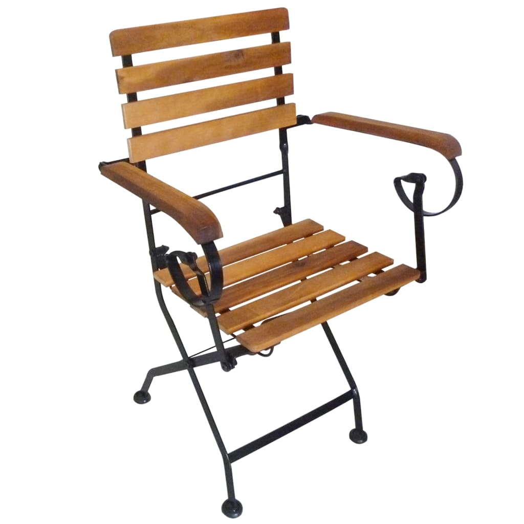 Folding Patio Chairs 4 pcs Steel and Solid Wood Acacia