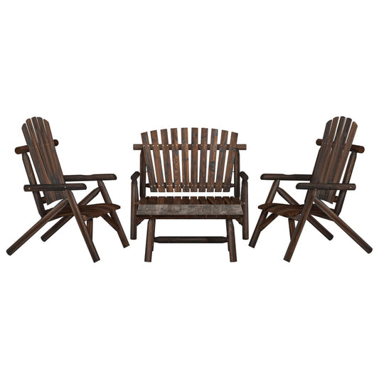 4 Piece Patio Lounge Set Solid Wood Spruce