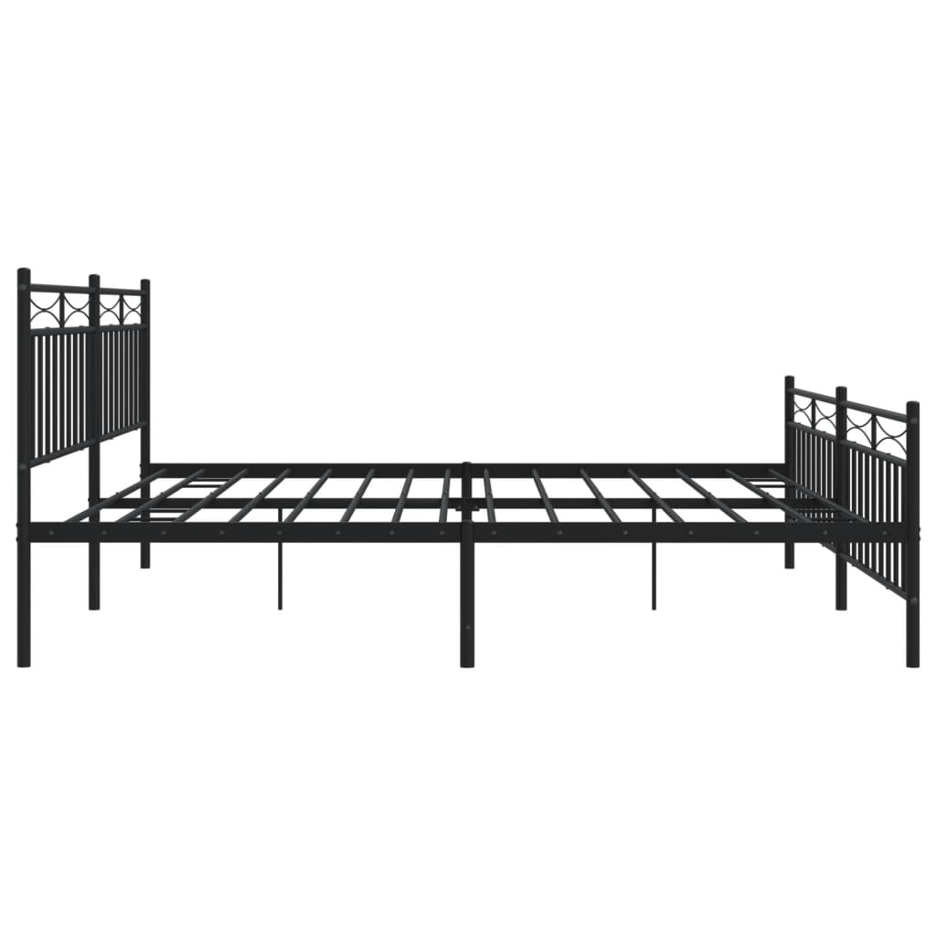 Metal Bed Frame without Mattress with Footboard Black 76"x79.9"