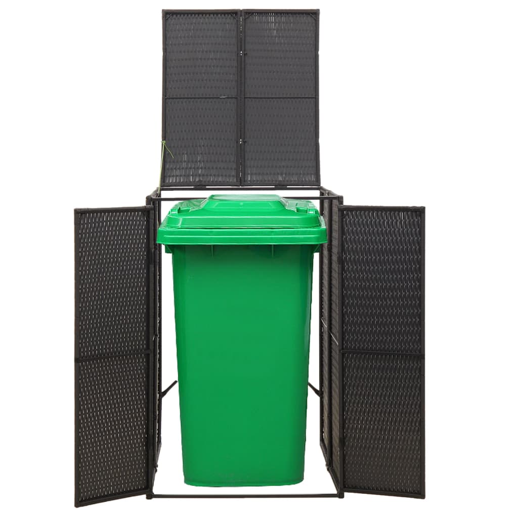 Single Wheelie Bin Shed Black 27.6"x31.5"x46.1" Poly Rattan