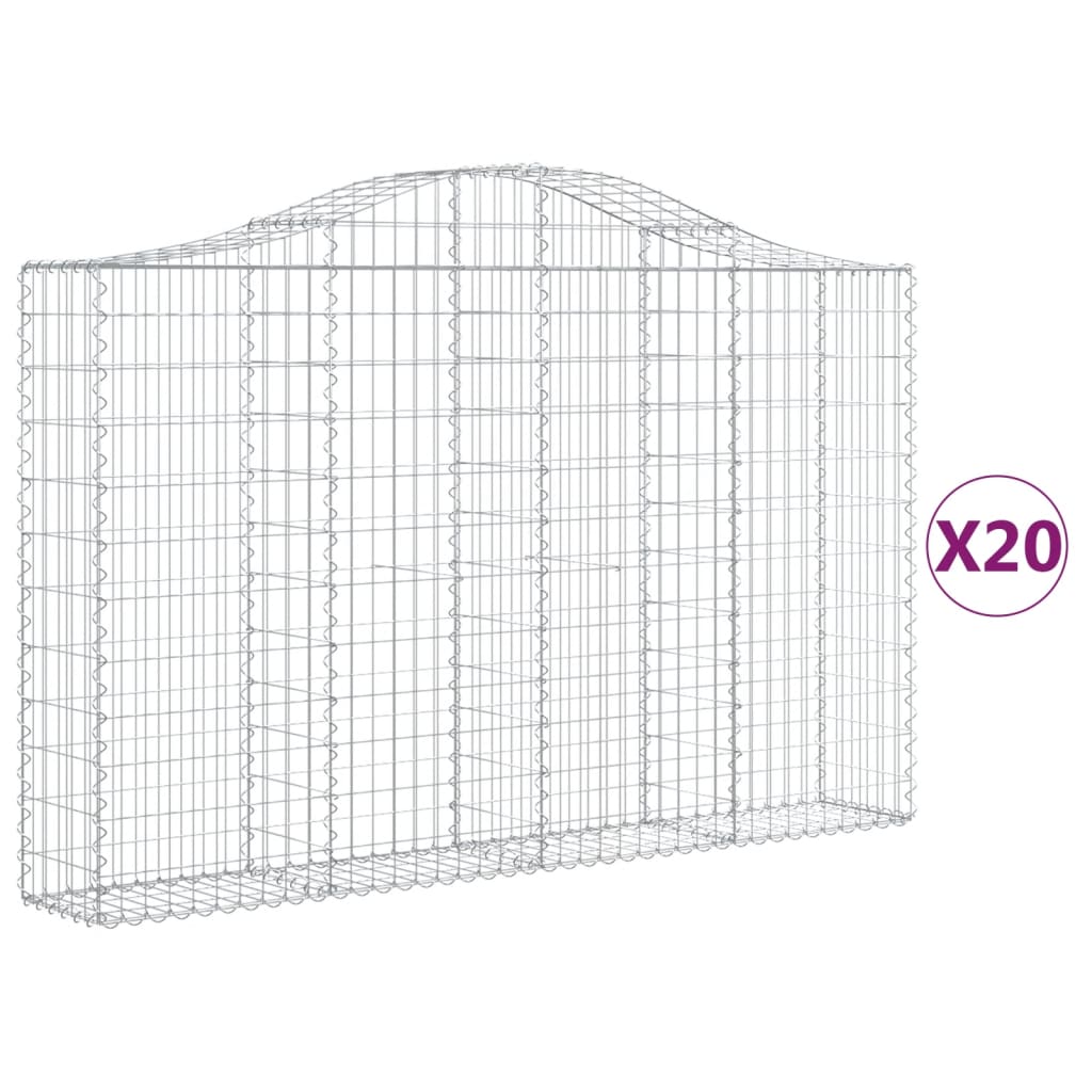 Arched Gabion Baskets 20 pcs 78.7"x11.8"x47.2"/55.1" Galvanized Iron