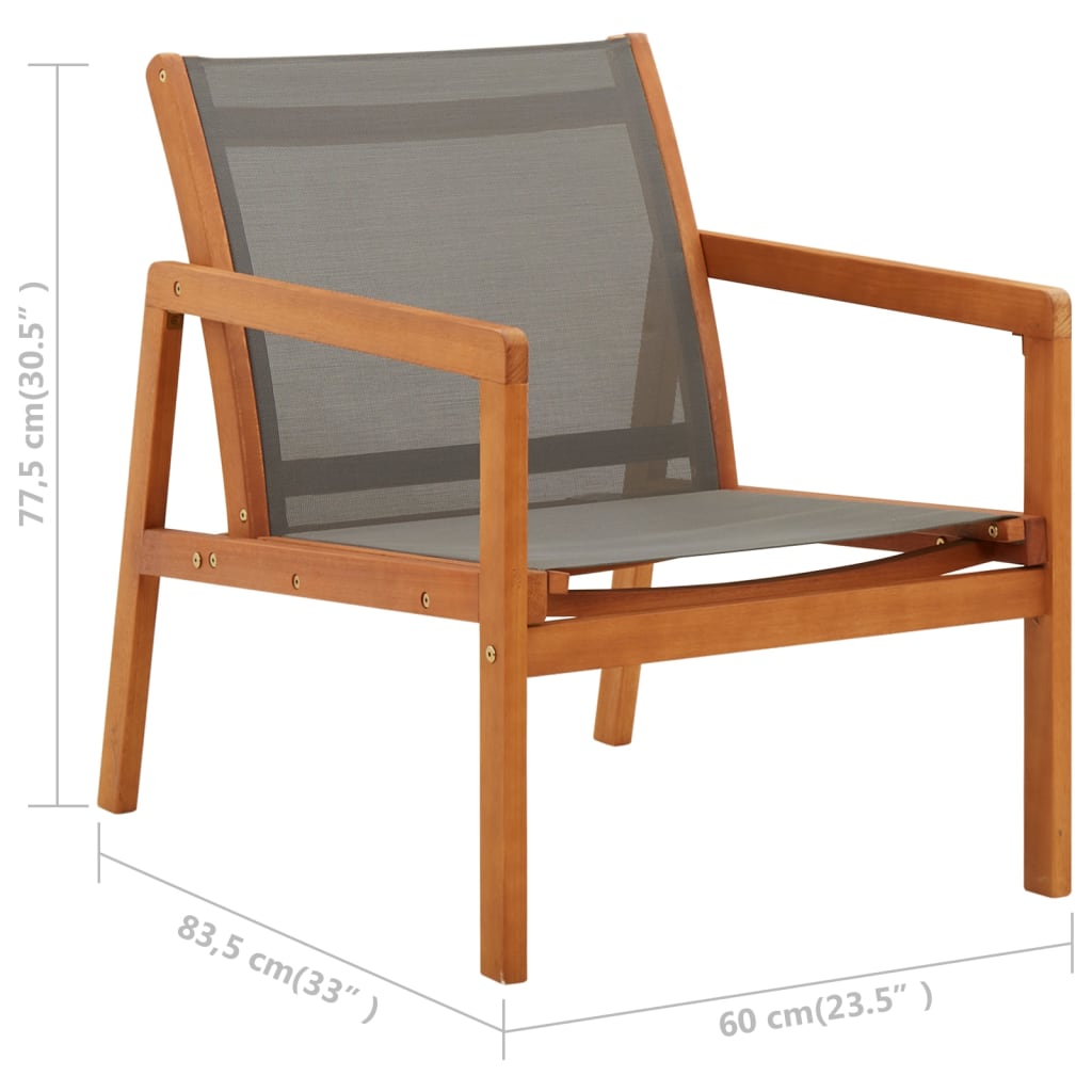 Patio Chair with Footrest Solid Eucalyptus Wood&Textilene