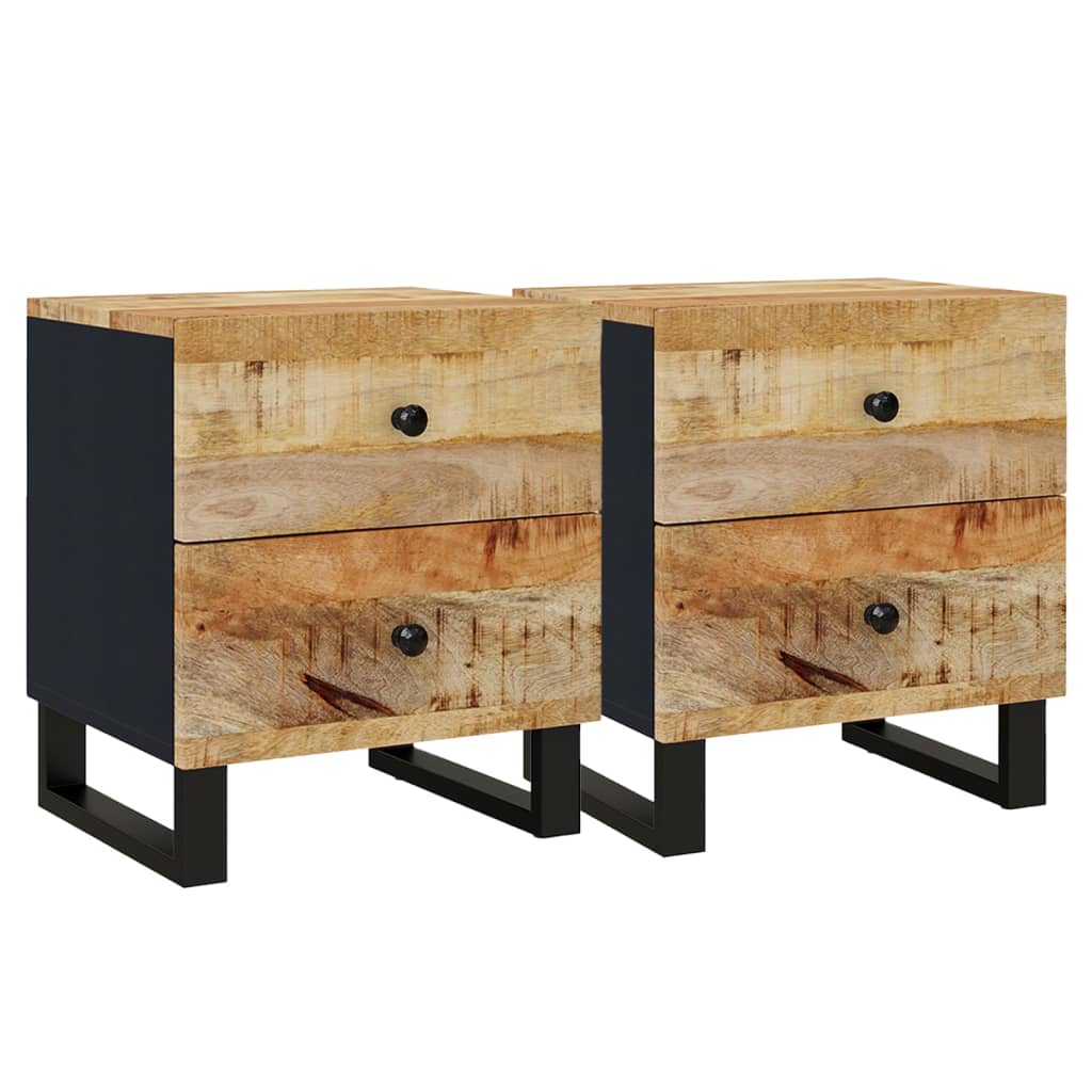 Bedside Cabinets 2 pcs 15.7"x13"x18.1" Solid Wood Mango