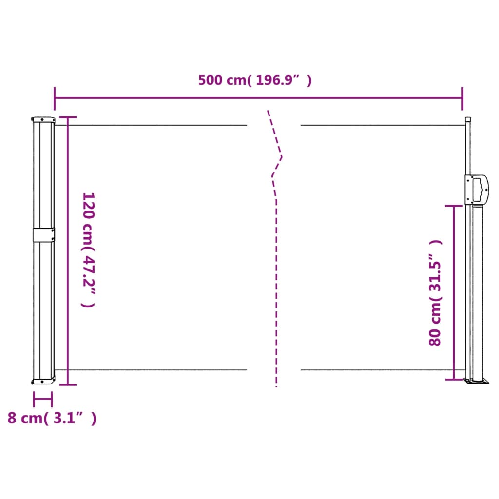 Retractable Side Awning Anthracite 47.2"x196.9"