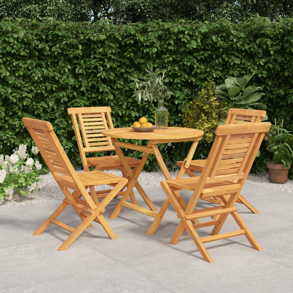 5 Piece Patio Dining Set Solid Wood Teak