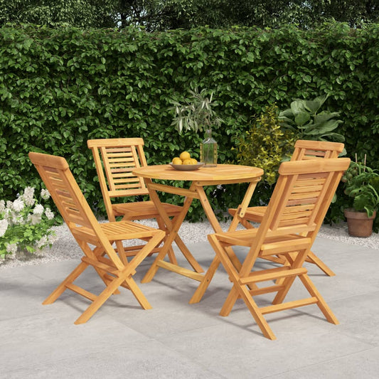 5 Piece Patio Dining Set Solid Wood Teak