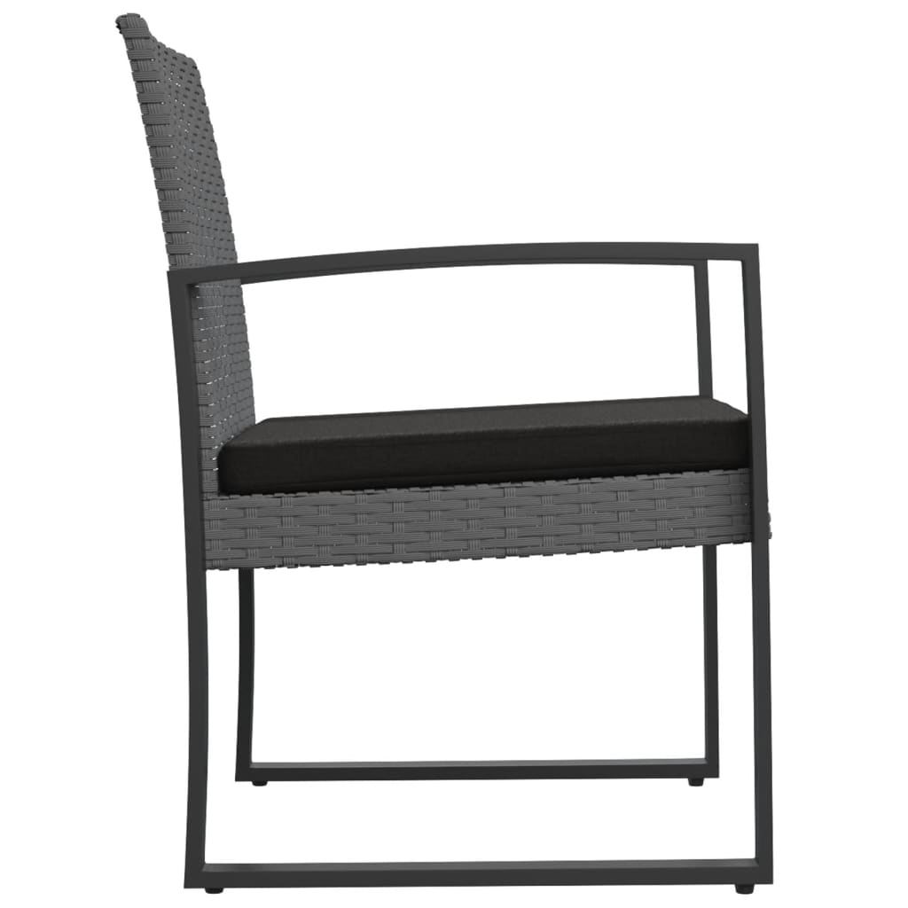 Patio Dining Chairs 2 pcs Dark Gray PP Rattan