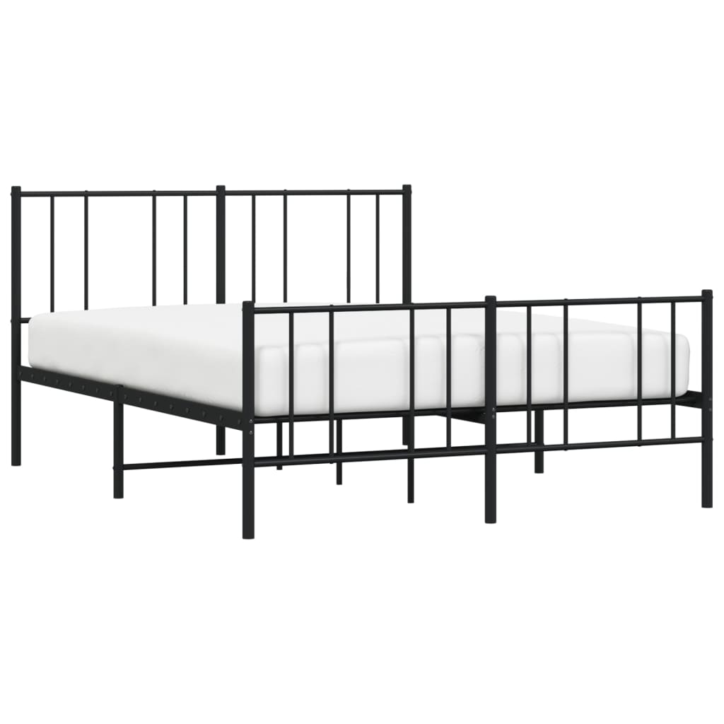 Metal Bed Frame without Mattress with Footboard Black 53.1"x74.8"