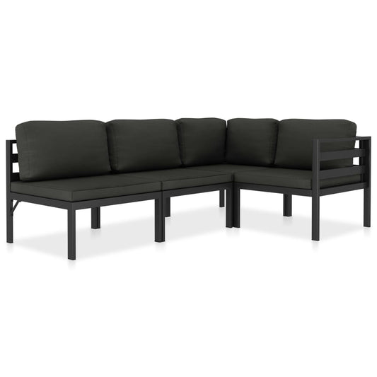 4 Piece Patio Lounge Set with Cushions Aluminum Anthracite