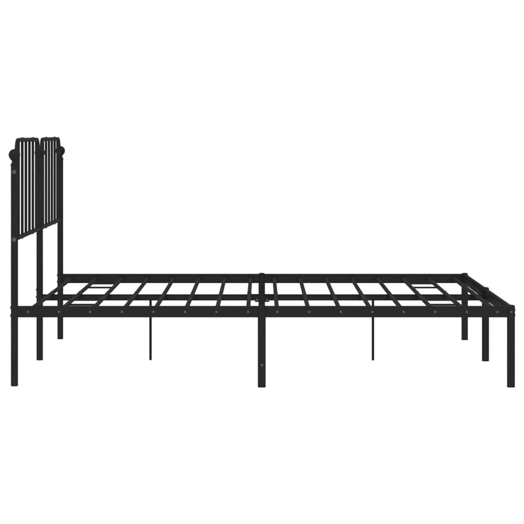 Metal Bed Frame without Mattress with Headboard Black 72"x83.9"