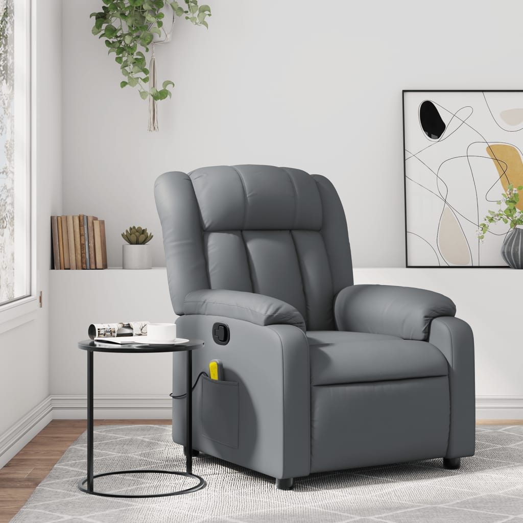 Massage Recliner Chair Black Faux Leather