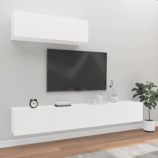 3 Piece TV Stand Set White Engineered Wood