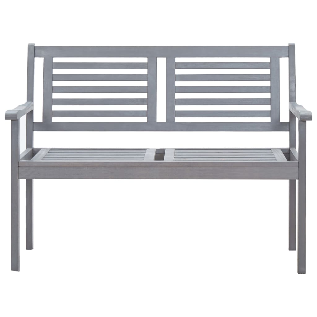 2-Seater Patio Bench with Cushion 47.2" Gray Eucalyptus Wood