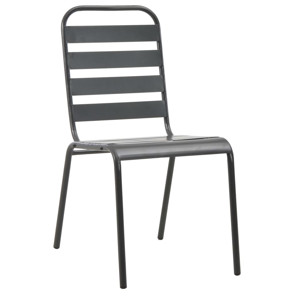 Stackable Patio Chairs 2 pcs Steel Gray