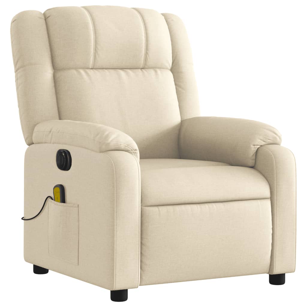 Electric Massage Recliner Chair Cream Fabric