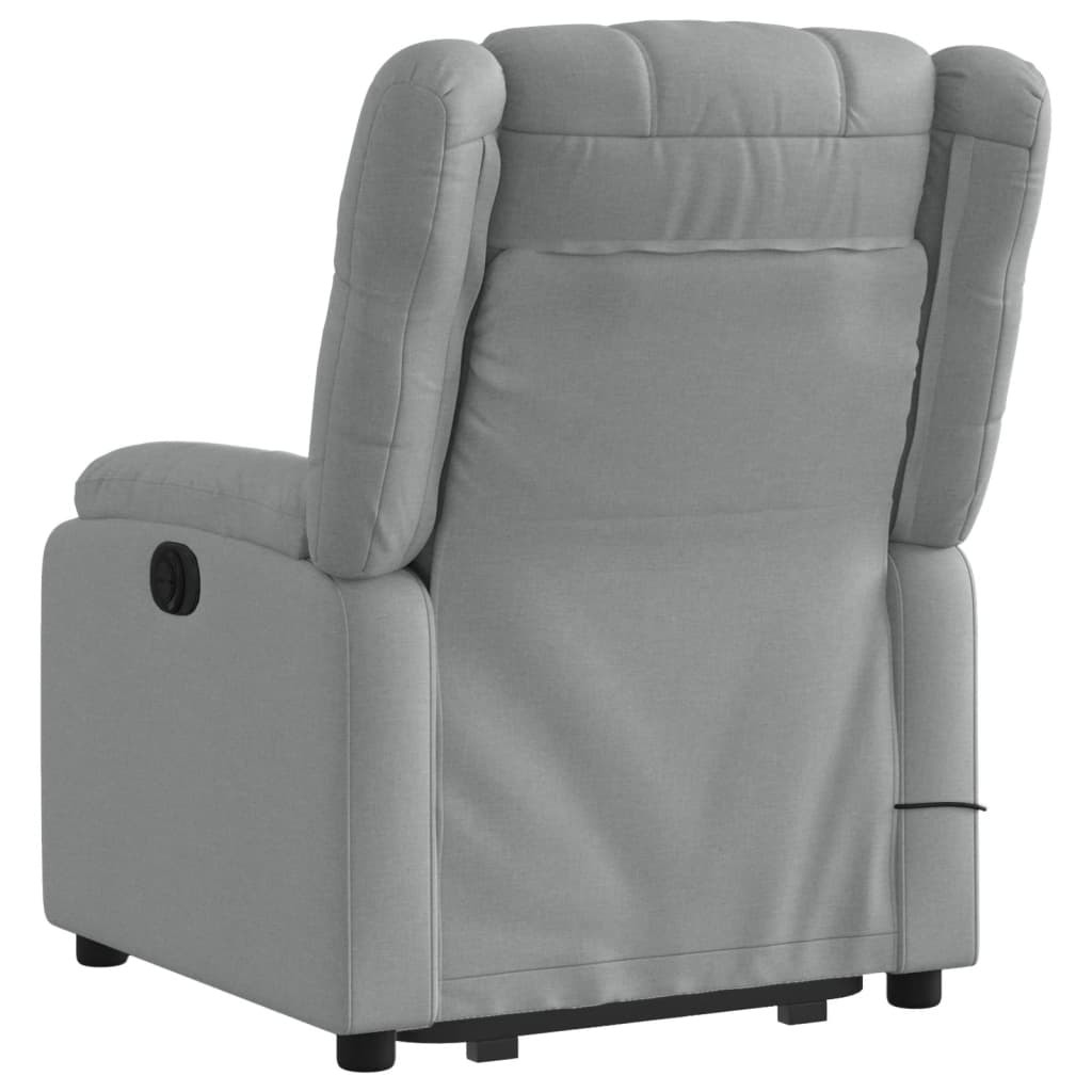 Stand up Massage Recliner Chair Light Gray Fabric