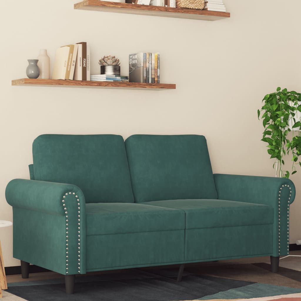 2-Seater Sofa Dark Green 47.2" Velvet