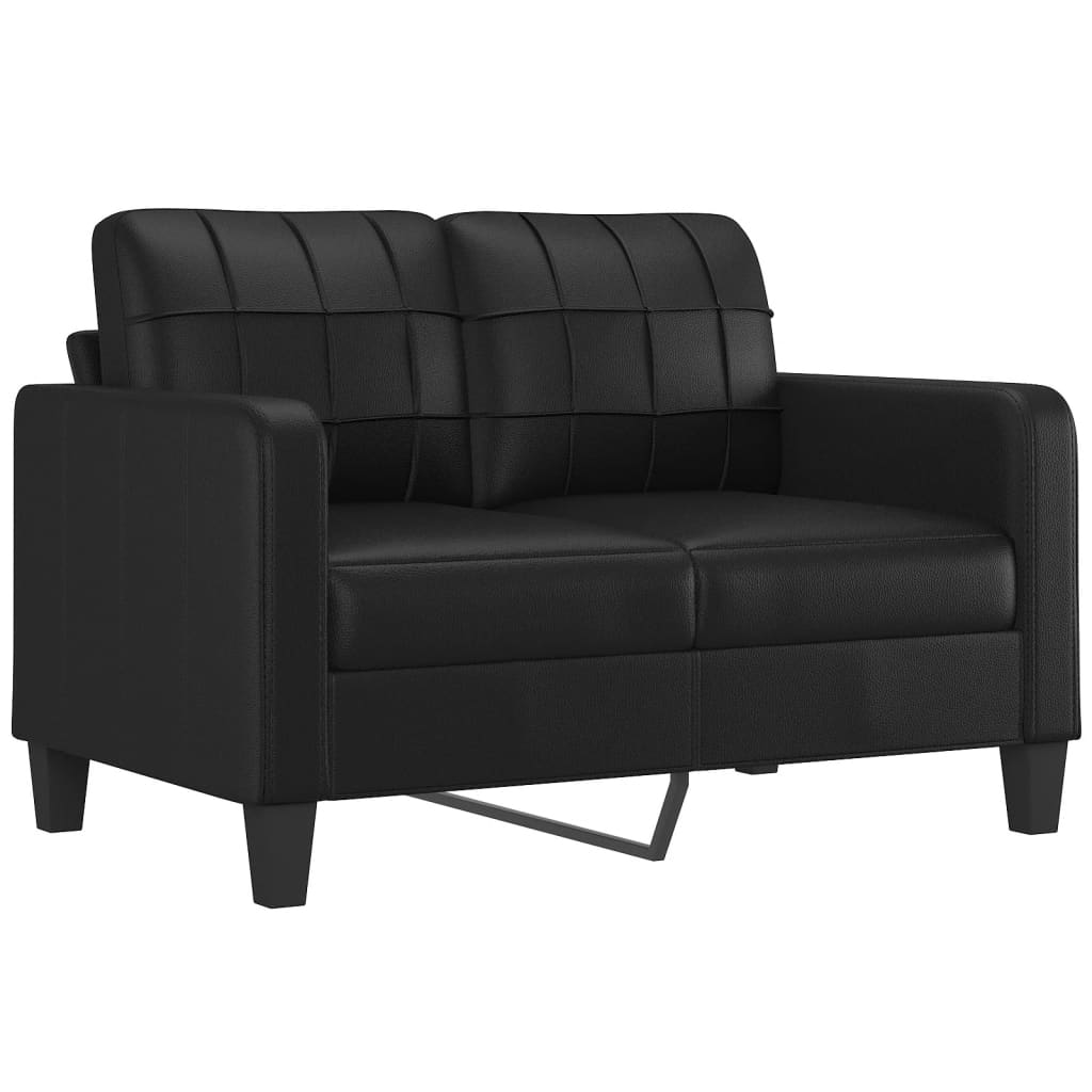 4 Piece Sofa Set with Cushions Black Faux Leather